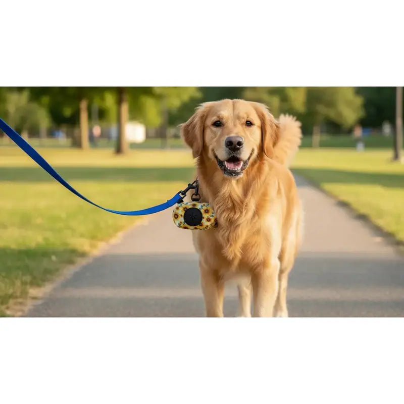 Waste Bag Holder: Zippered Dog Bag Dispenser | Leash Clip | Coffee or Sunflower
