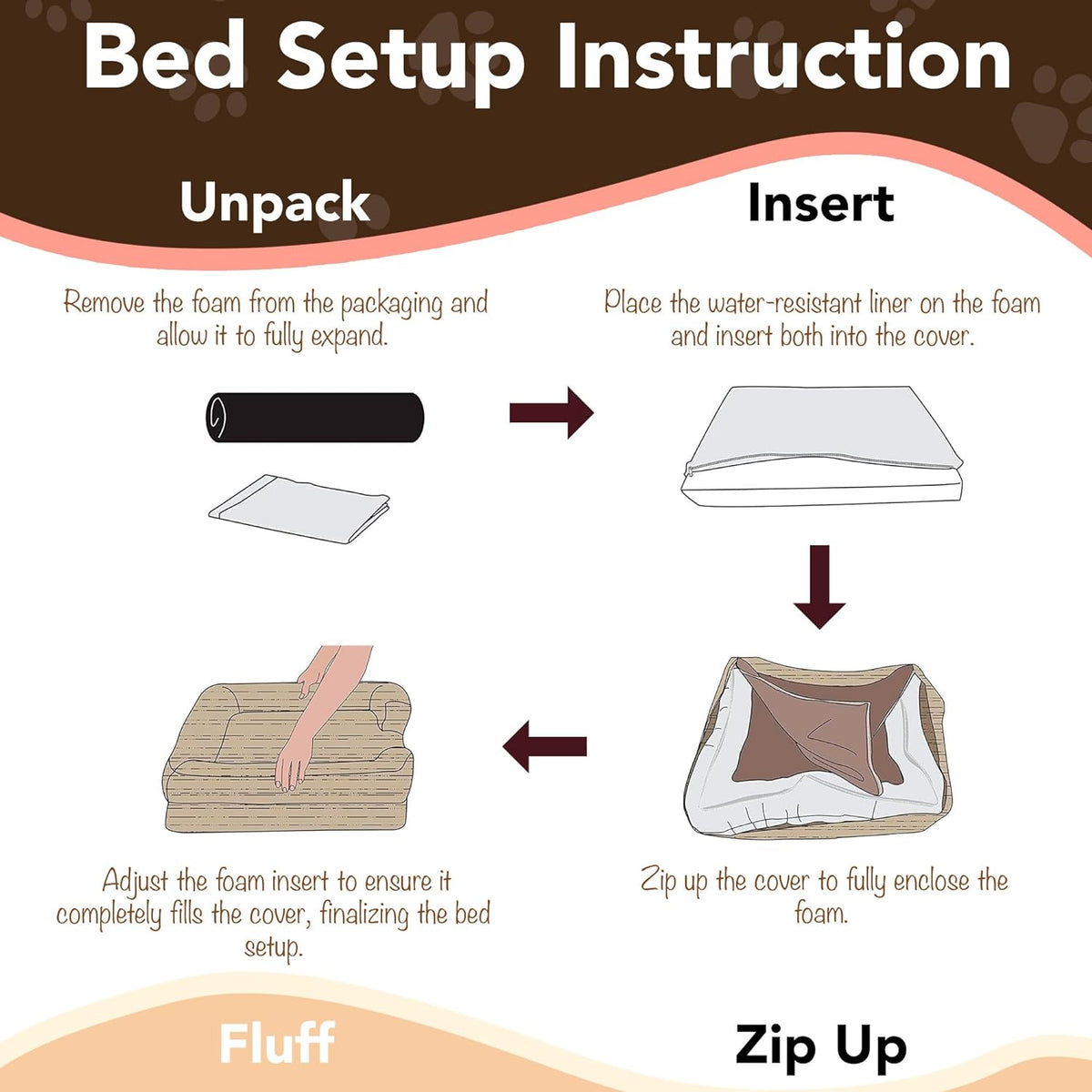 Orthopedic Memory Foam Dog Bed with Washable Cover and Non-Slip Bottom, Calming Pet Sofa in Cocoa Brown, 25" x 20" x 5.5