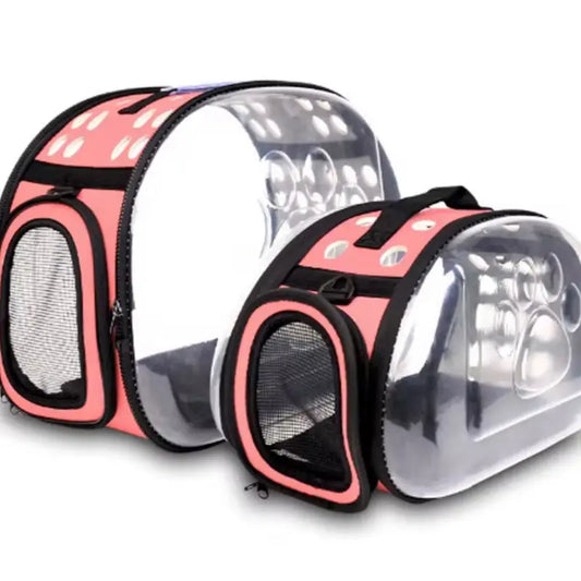 Transparent Pet Travel Bag - Breathable Capsule Cat & Dog Backpack - Stylish Collapsible Carrier, Dog/Cat Bag, Pet Transporter, Backpack Carrier for Outdoor Travel, Small Dogs & Cats -