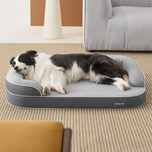 Lesure Realortho Orthopedic Dog Bed for Large and Senior Dogs - Premium 3-Layer Memory Foam with Joint Support and Waterproof Washable Cover for Superior Comfort and Restful Sleep