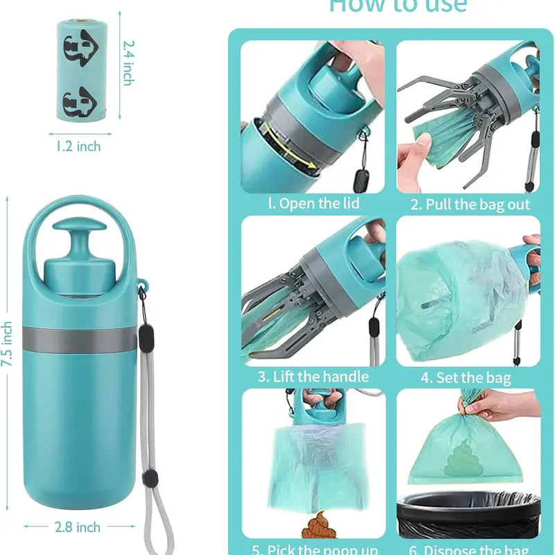 Portable Pet Poop Scooper, 1 Count Dog Waste Bag Holder, Pet Waste Bag Dispenser, Outdoor Dog Poop Scooper, Pet Supplies