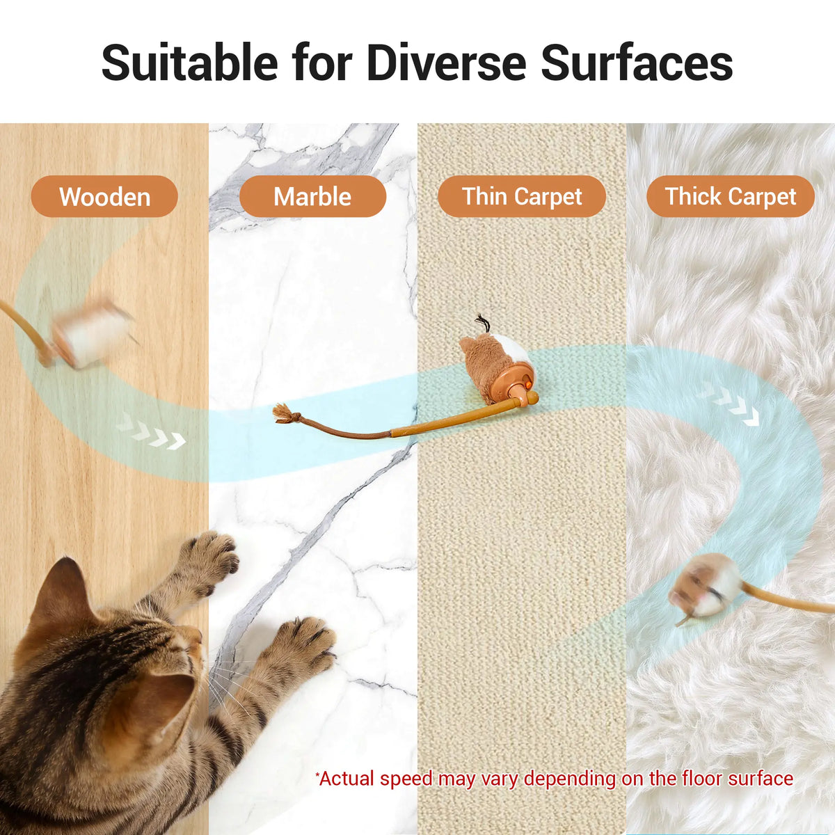 Potaroma Plush Mouse Interactive Smart Rolling Cat Toy - Rechargeable Automatic Motion-Activated Electric Toy for Indoor Cats and Kittens