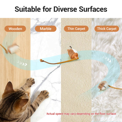 Potaroma Plush Mouse Interactive Smart Rolling Cat Toy - Rechargeable Automatic Motion-Activated Electric Toy for Indoor Cats and Kittens