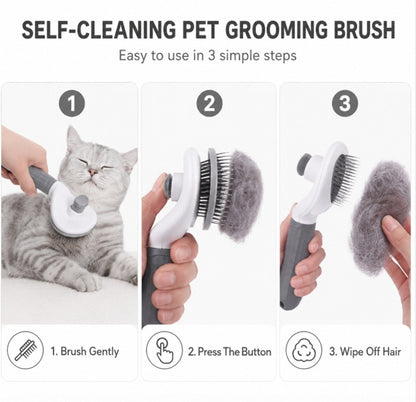 Pet Hair Remover Brush Self Cleaning Deshedding Grooming Comb for Dogs Cats