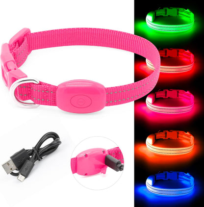 Illuminated Pink Collar for Small Dogs and Cats (XS Size)