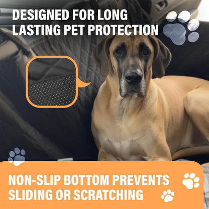 Premium Waterproof Dog Car Seat Cover - Hammock Style with Safety Features for SUVs and Trucks, Black