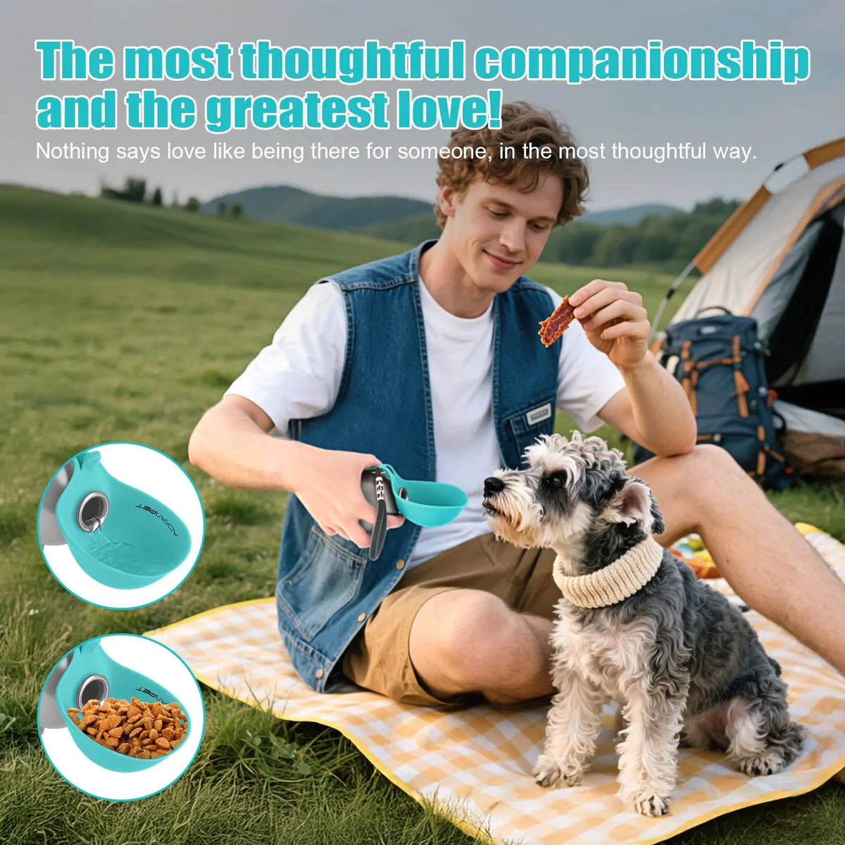 Lumikata 2-in-1 Portable Dog Water Bottle with Silicone Foldable Bowl - 10 oz Stainless Steel, Leak-Proof Design for Small Dogs, Perfect for Walks and Feeding