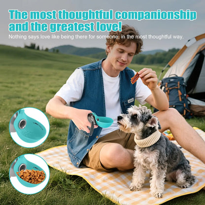 Lumikata 2-in-1 Portable Dog Water Bottle with Silicone Foldable Bowl - 10 oz Stainless Steel, Leak-Proof Design for Small Dogs, Perfect for Walks and Feeding
