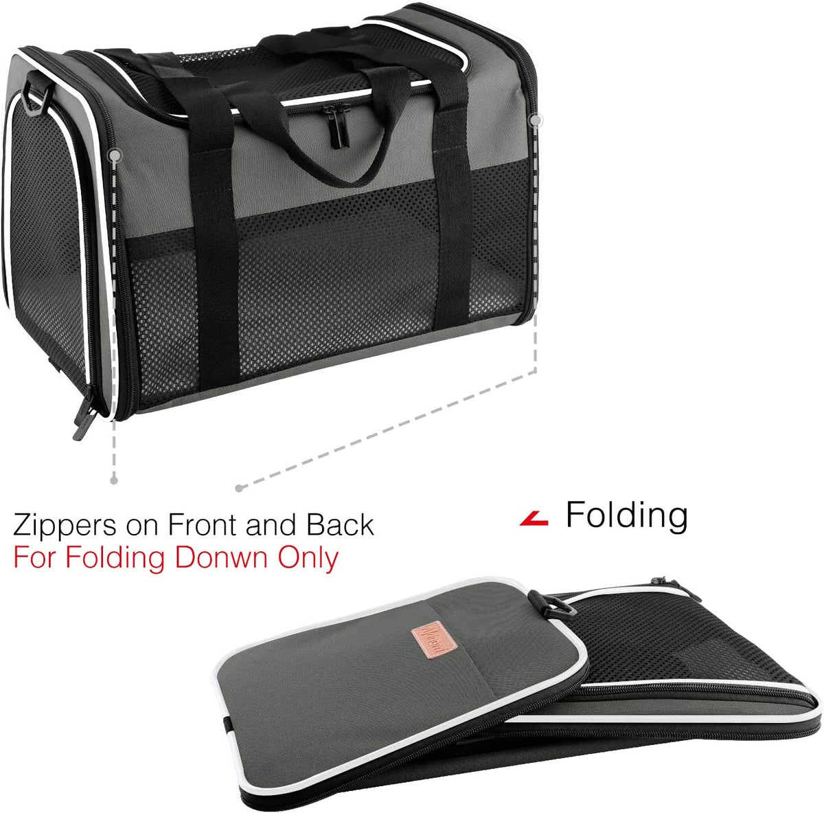 Portable Foldable Soft-Sided Pet Carrier for Cats and Dogs up to 22 lbs, Airline Approved