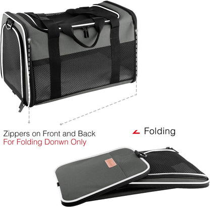 Portable Foldable Soft-Sided Pet Carrier for Cats and Dogs up to 22 lbs, Airline Approved