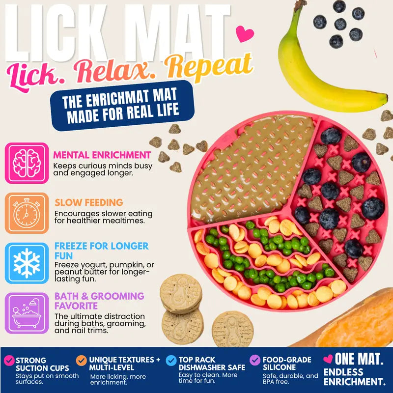 Calming Dog Lick Mat - Enrichment Mat with Suction Cups and Freezer-Safe Design in Green