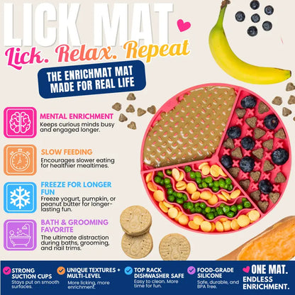 Calming Dog Lick Mat - Enrichment Mat with Suction Cups and Freezer-Safe Design in Green