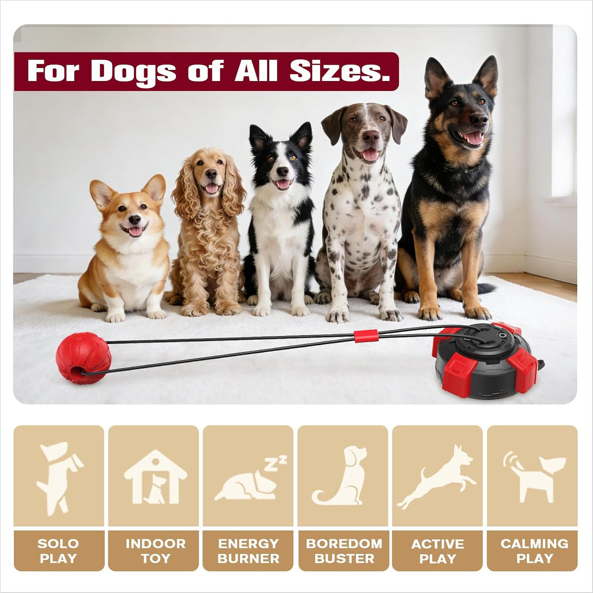 Upgraded Strong Suction Cup Tug of War Dog Toy Interactive Dog Rope Toys for Aggressive Chewers Puppy Molar Ball Chew Toy with Teeth Cleaning for Mental Stimulation & Boredom Relief