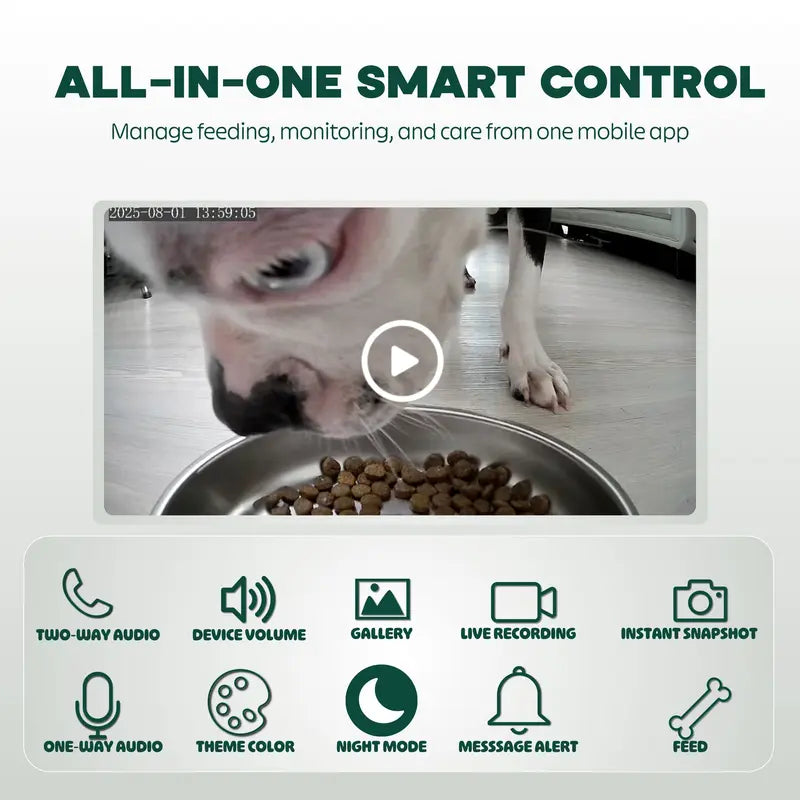 Automatic Cat Feeder, Wifi 5G Automatic Dog Food Dispenser with Freshness Preservation, 6L Timed Pet Feeder, Mate Black