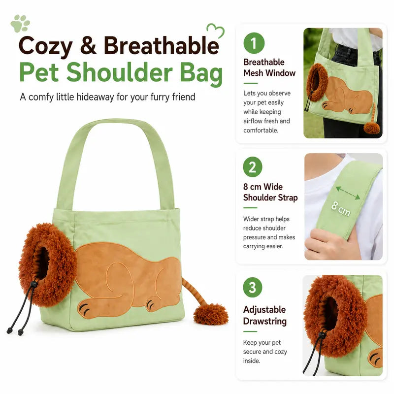 Lion Shape Pet Carrier Bag for Cats & Small Dogs, Cute Portable Pet Tote Bag, Lightweight Canvas Puppy Kitten Travel Bag, Breathable Outdoor Shoulder Bag for Shopping Travel
