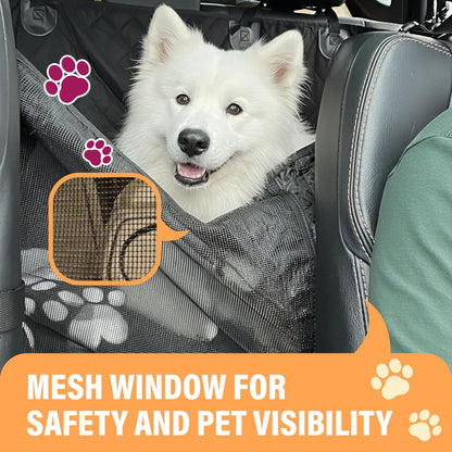 Premium Waterproof Dog Car Seat Cover - Hammock Style with Safety Features for SUVs and Trucks, Black