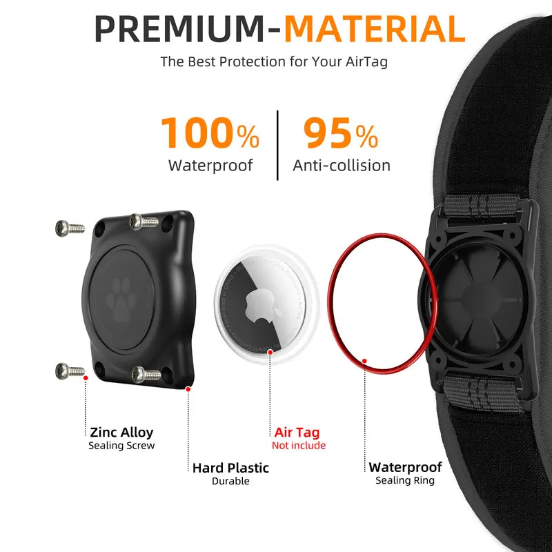 Premium Airtag Dog Collar Holder - Waterproof IP68, Ultra-Soft Air Mesh Padding, Reflective Features, and Durable Design for Medium to Large Dogs