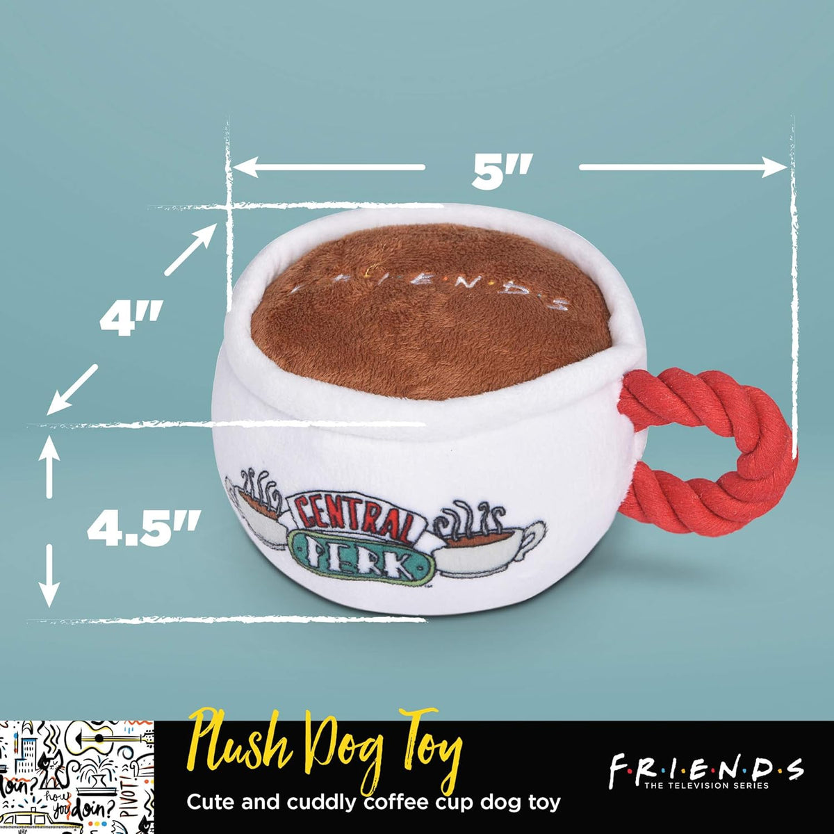 Central Perk Coffee Cup Plush Dog Toy Inspired by Friends TV Show
