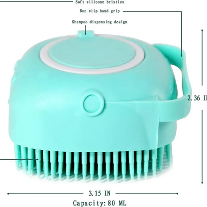 Pet Bath Brush Dog Baths Brush Shampoo Dispenser Soft Silicone Dog Bathing Brushes Dogs Shampoo Brushes Scrubbers for Cats and Dogs Shower Brush Grooming (Blue)
