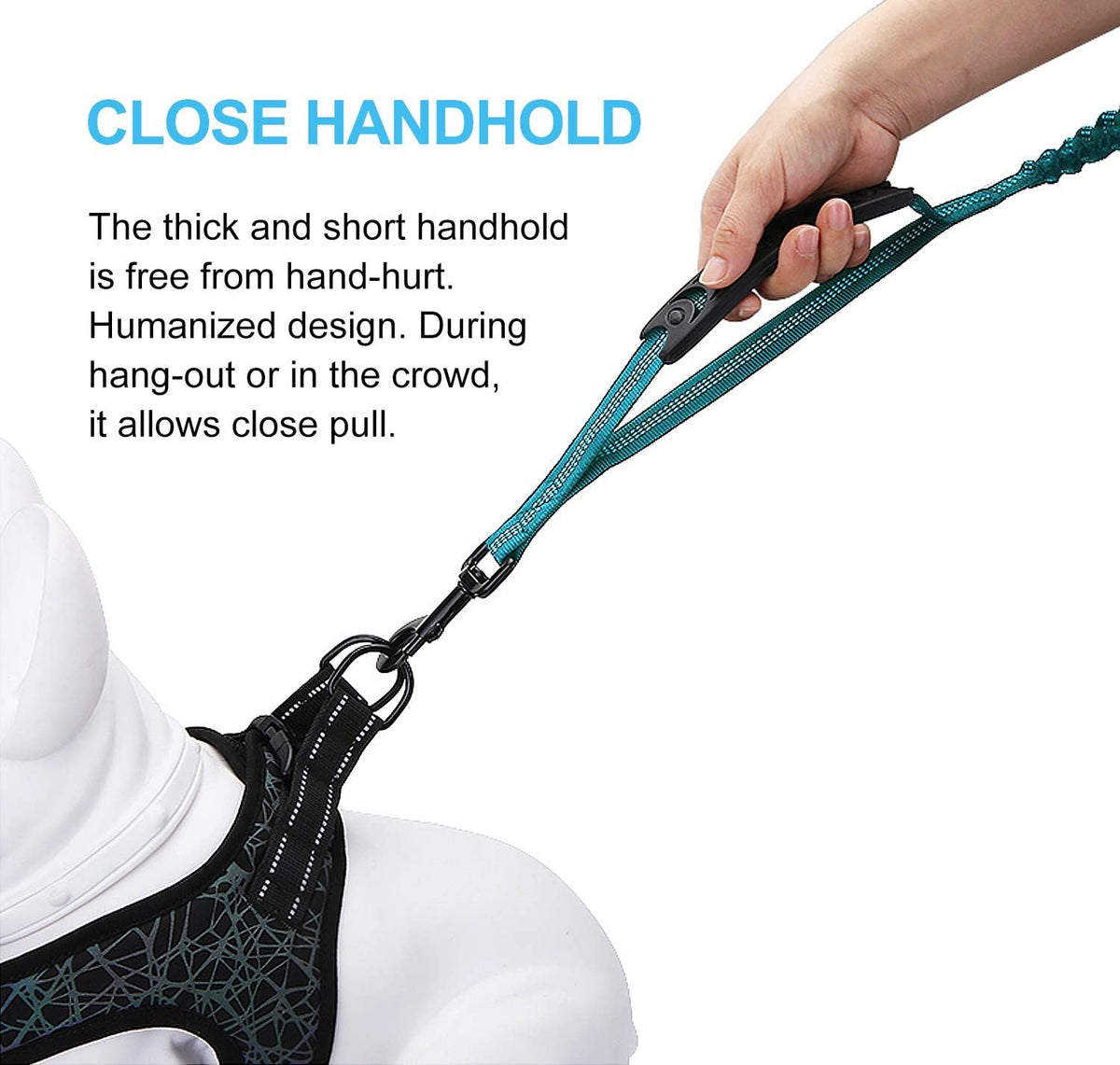 6FT Heavy-Duty Elastic Bungee Dog Leash with Shock Absorption and Padded Comfort Handle, Featuring Traffic Control for Medium to Large Dogs - Perfect for Training