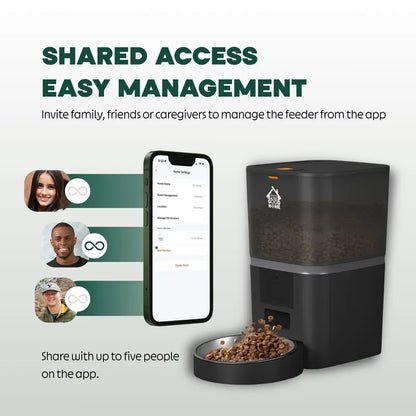 Automatic Cat Feeder, Wifi 5G Automatic Dog Food Dispenser with Freshness Preservation, 6L Timed Pet Feeder, Mate Black