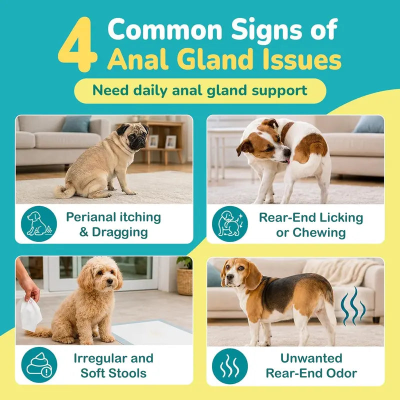 Anal Gland Chews for Dogs - 200 Count with Pumpkin Probiotics & Digestive Enzymes, Advanced Formula to Alleviate Scooting and Odor, Chicken Flavor