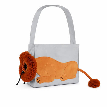 Lion Shape Pet Carrier Bag for Cats & Small Dogs, Cute Portable Pet Tote Bag, Lightweight Canvas Puppy Kitten Travel Bag, Breathable Outdoor Shoulder Bag for Shopping Travel