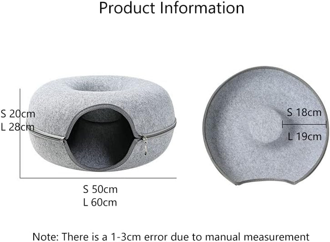 Cozy Donut Cat House & Interactive Tunnel - Perfect Indoor Play and Rest Spot for Your Feline Friend - Stylish Black Design