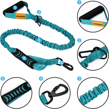 6FT Heavy-Duty Elastic Bungee Dog Leash with Shock Absorption and Padded Comfort Handle, Featuring Traffic Control for Medium to Large Dogs - Perfect for Training