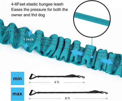 6FT Heavy-Duty Elastic Bungee Dog Leash with Shock Absorption and Padded Comfort Handle, Featuring Traffic Control for Medium to Large Dogs - Perfect for Training