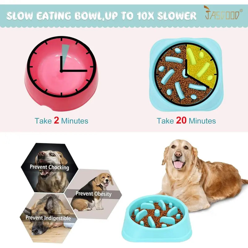 Large Dog Slow Feeder Bowl with Food-Safe Anti-Choke Puzzle Design