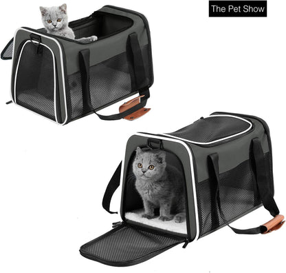 Portable Foldable Soft-Sided Pet Carrier for Cats and Dogs up to 22 lbs, Airline Approved
