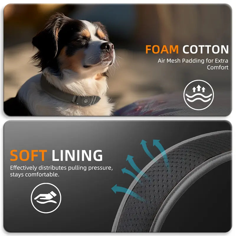 Premium Airtag Dog Collar Holder - Waterproof IP68, Ultra-Soft Air Mesh Padding, Reflective Features, and Durable Design for Medium to Large Dogs