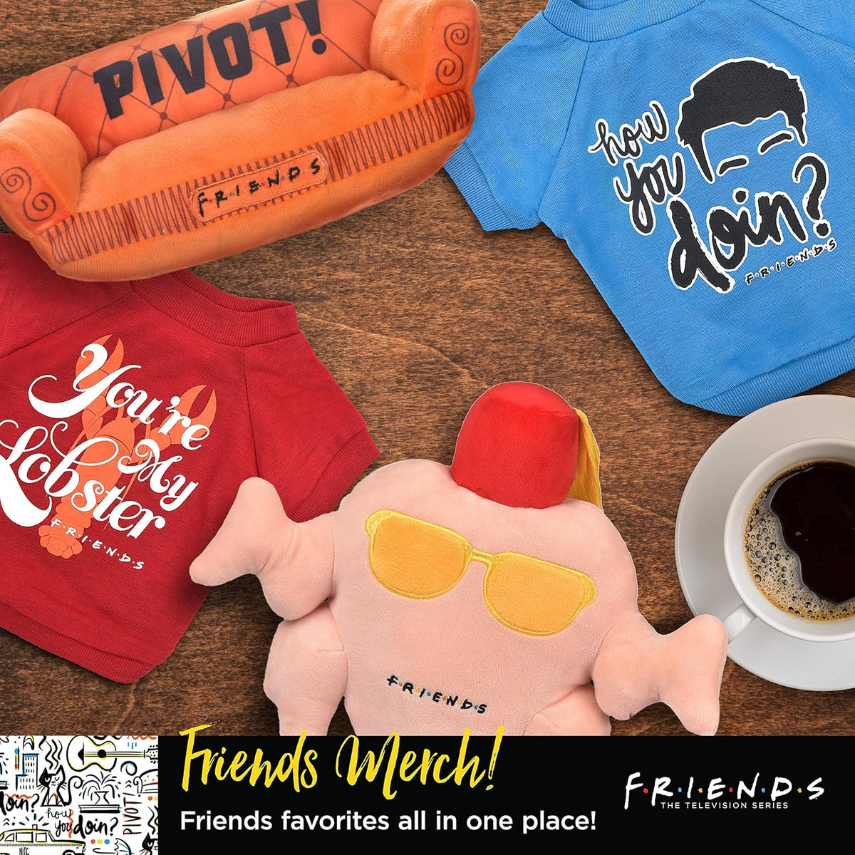 Central Perk Coffee Cup Plush Dog Toy Inspired by Friends TV Show
