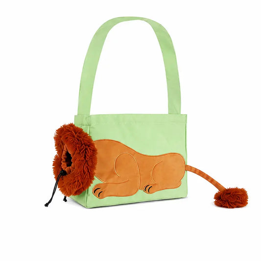 Lion Shape Pet Carrier Bag for Cats & Small Dogs, Cute Portable Pet Tote Bag, Lightweight Canvas Puppy Kitten Travel Bag, Breathable Outdoor Shoulder Bag for Shopping Travel