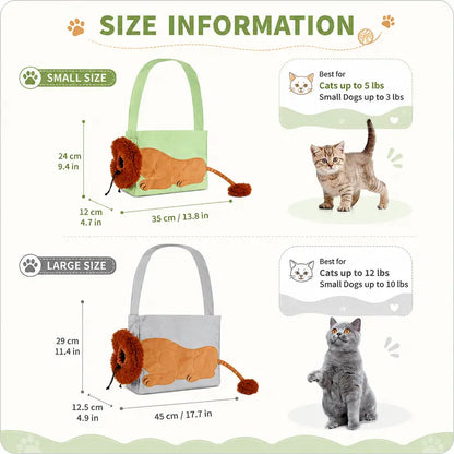 Lion Shape Pet Carrier Bag for Cats & Small Dogs, Cute Portable Pet Tote Bag, Lightweight Canvas Puppy Kitten Travel Bag, Breathable Outdoor Shoulder Bag for Shopping Travel