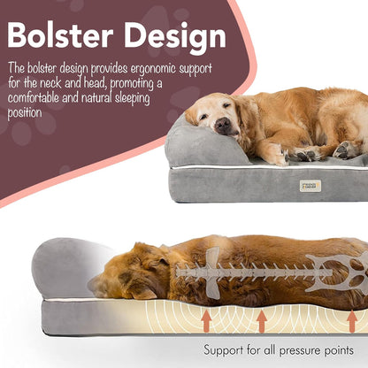 Orthopedic Memory Foam Dog Bed with Washable Cover and Non-Slip Bottom, Calming Pet Sofa in Cocoa Brown, 25" x 20" x 5.5