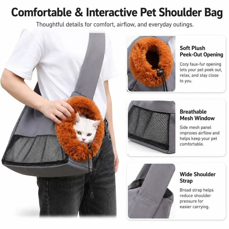 Lion Shape Pet Carrier Bag for Cats & Small Dogs, Cute Portable Pet Tote Bag, Lightweight Canvas Puppy Kitten Travel Bag, Breathable Outdoor Shoulder Bag for Shopping Travel