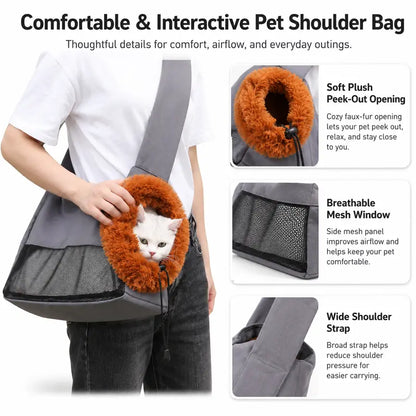 Lion Shape Pet Carrier Bag for Cats & Small Dogs, Cute Portable Pet Tote Bag, Lightweight Canvas Puppy Kitten Travel Bag, Breathable Outdoor Shoulder Bag for Shopping Travel