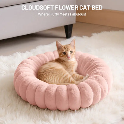 Super Soft round Pet Bed – Donut Fluffy Calming Kittens & Small Dogs, Antianxiety Pet Bed,Removable Washable Cover Cute Pet Lounge, Anti-Slip Base, Toy Puddle