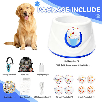 Automatic Ball Launcher for Dogs with 8 Balls - Adjustable Distance up to 50Ft,Charger, Whistle & Storage Bag - Interactive Fetch Machine Toy for Indoor Outdoor Play, for Medium Large Breed Dogs
