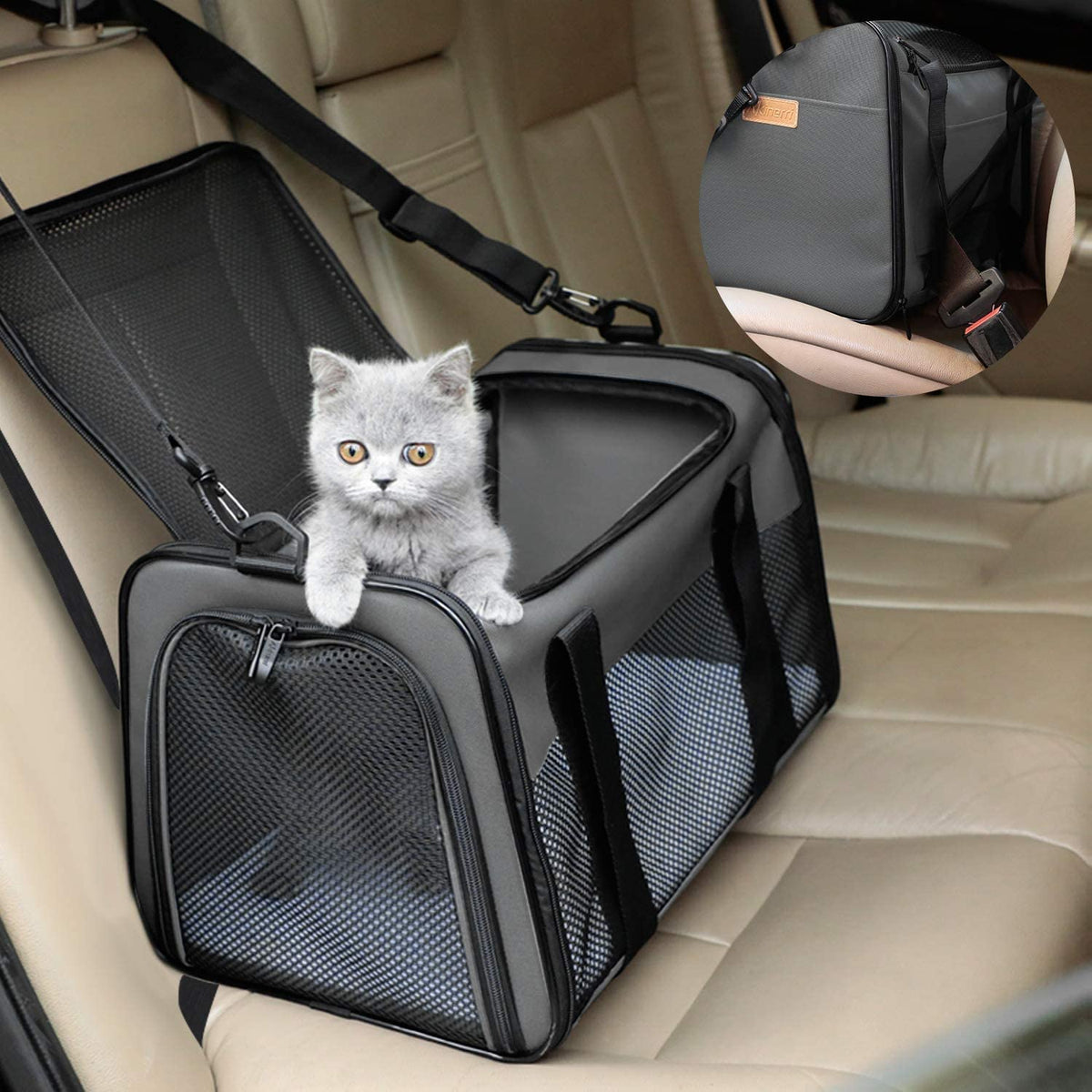 Portable Foldable Soft-Sided Pet Carrier for Cats and Dogs up to 22 lbs, Airline Approved