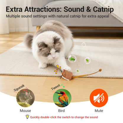 Potaroma Plush Mouse Interactive Smart Rolling Cat Toy - Rechargeable Automatic Motion-Activated Electric Toy for Indoor Cats and Kittens