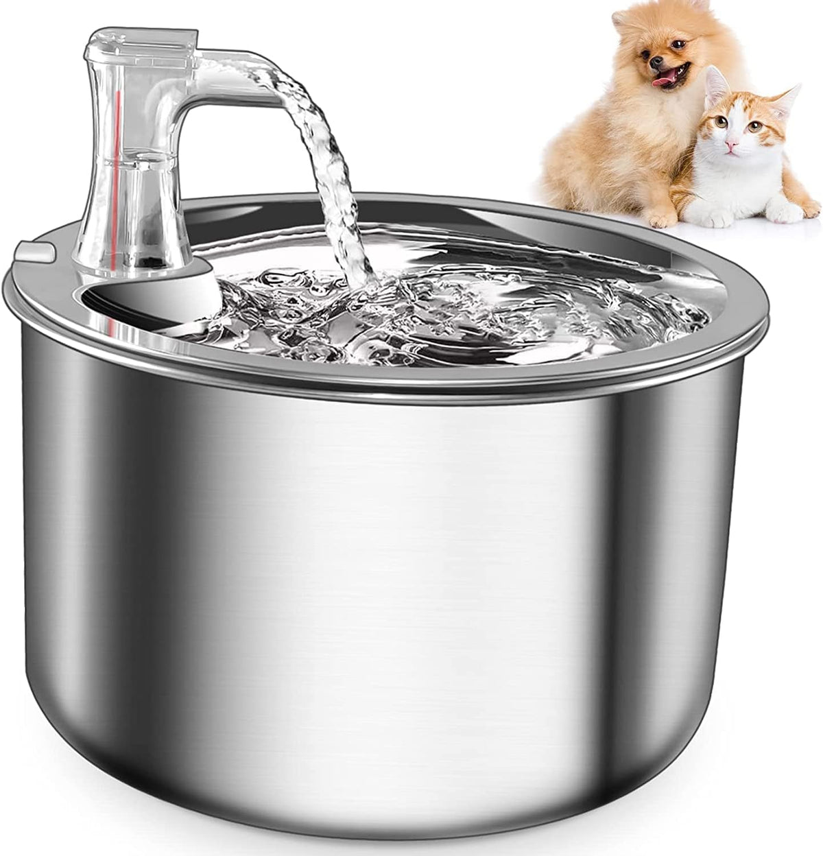 Cat Water Fountain Stainless Steel, Pet Water Fountain 67Oz/2L Cat Drinking Fountain Ultra-Quiet Pump Water Storage Design, Automatic Pet Fountain Water Dispenser for Cat & Dogs & Multiple Pets