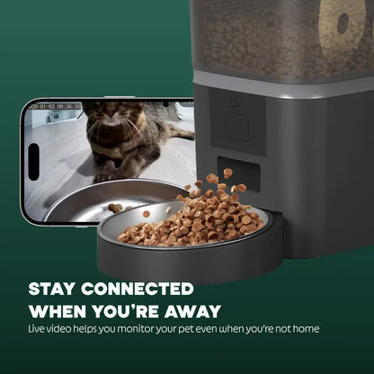 Automatic Cat Feeder, Wifi 5G Automatic Dog Food Dispenser with Freshness Preservation, 6L Timed Pet Feeder, Mate Black